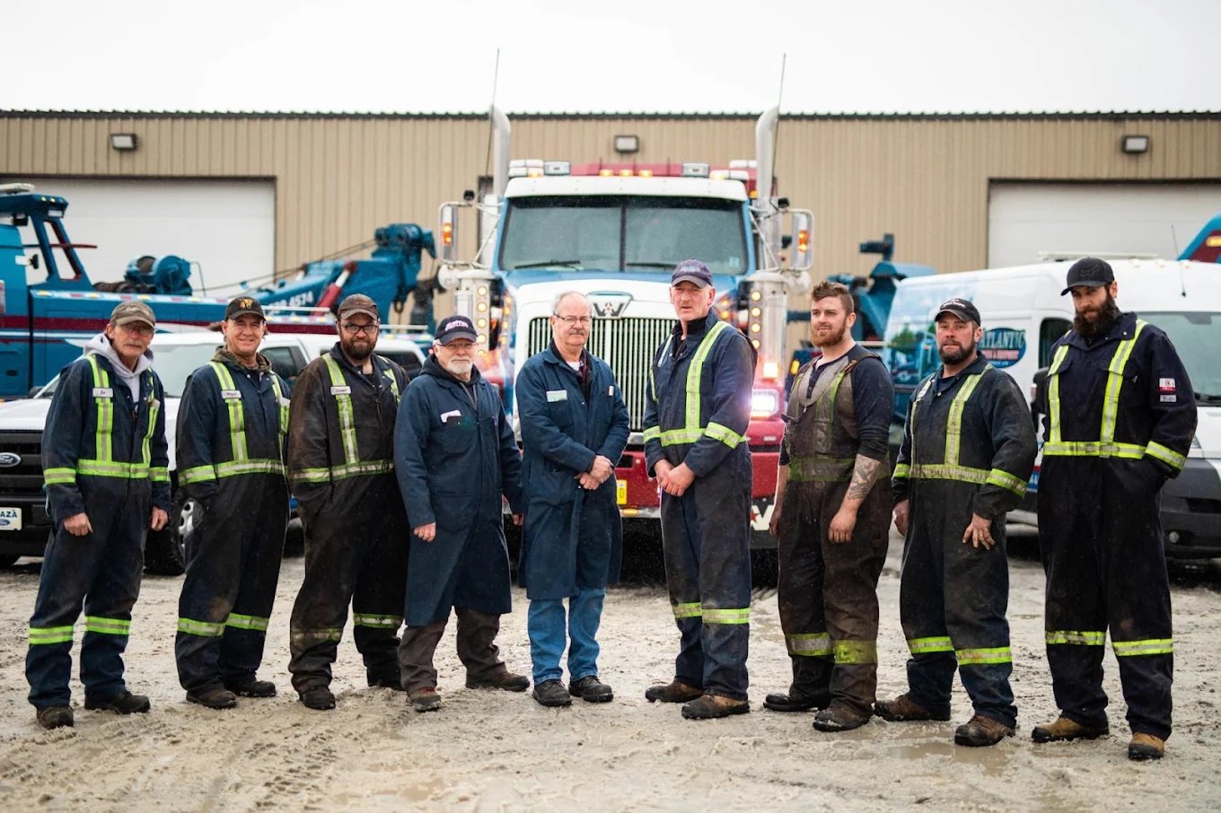 Atlantic Truck team of 9 mechanics in front of fleet